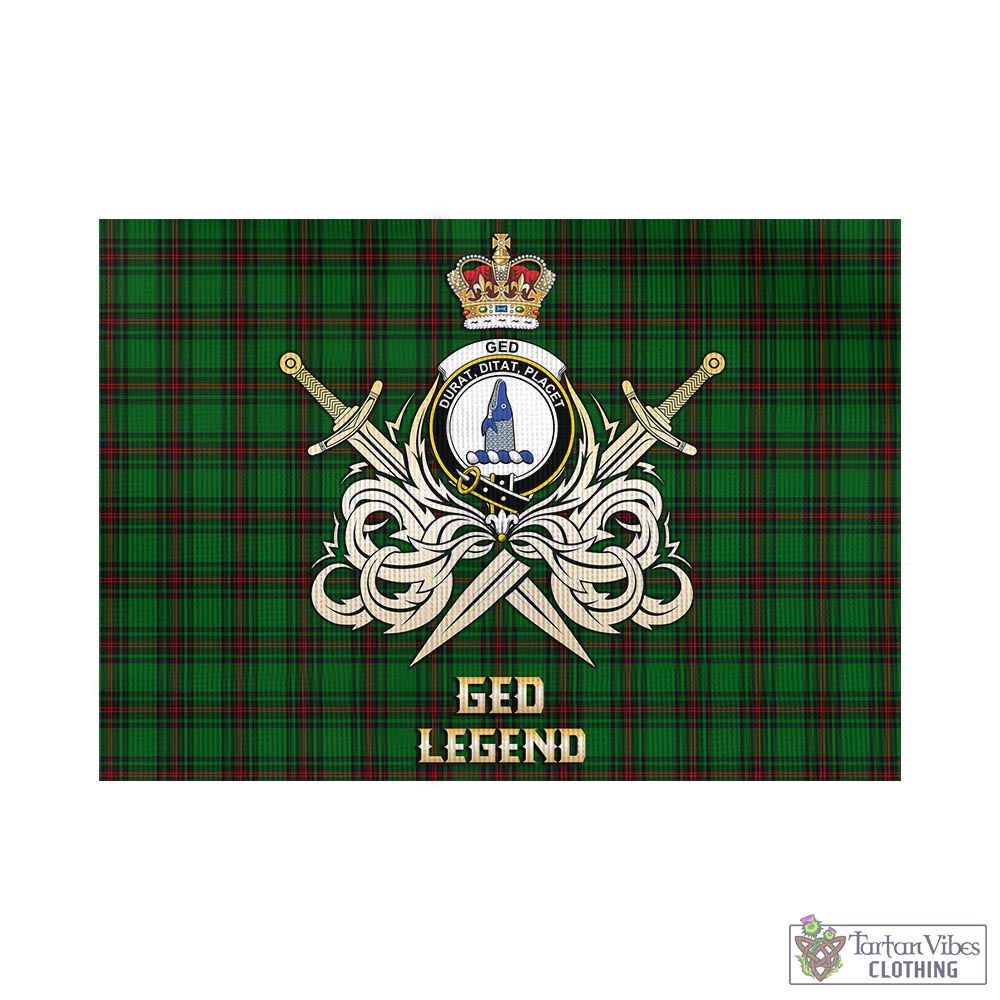 ged-tartan-flag-with-clan-crest-and-the-golden-sword-of-courageous-legacy