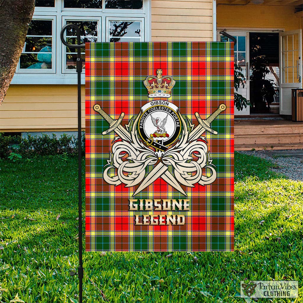 gibsone-gibson-gibbs-tartan-flag-with-clan-crest-and-the-golden-sword-of-courageous-legacy