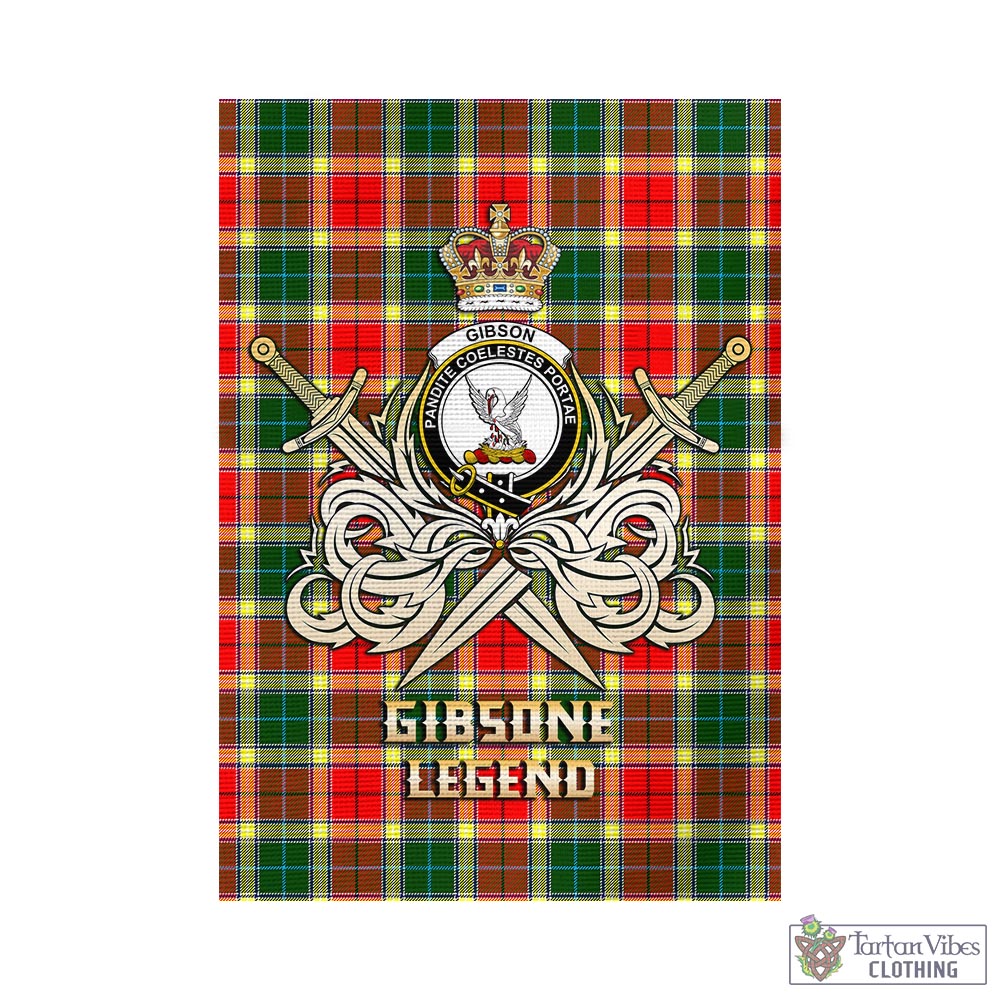 gibsone-gibson-gibbs-tartan-flag-with-clan-crest-and-the-golden-sword-of-courageous-legacy