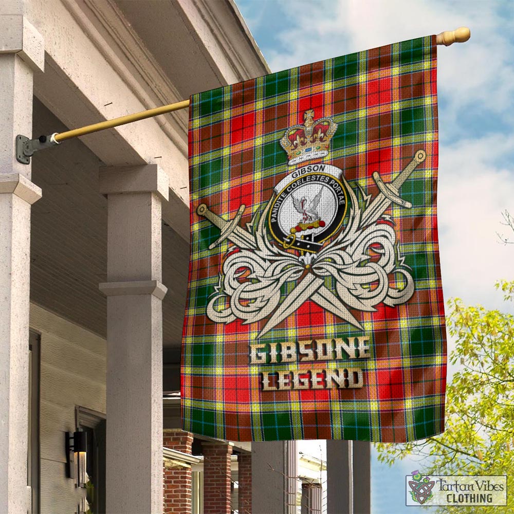 gibsone-gibson-gibbs-tartan-flag-with-clan-crest-and-the-golden-sword-of-courageous-legacy