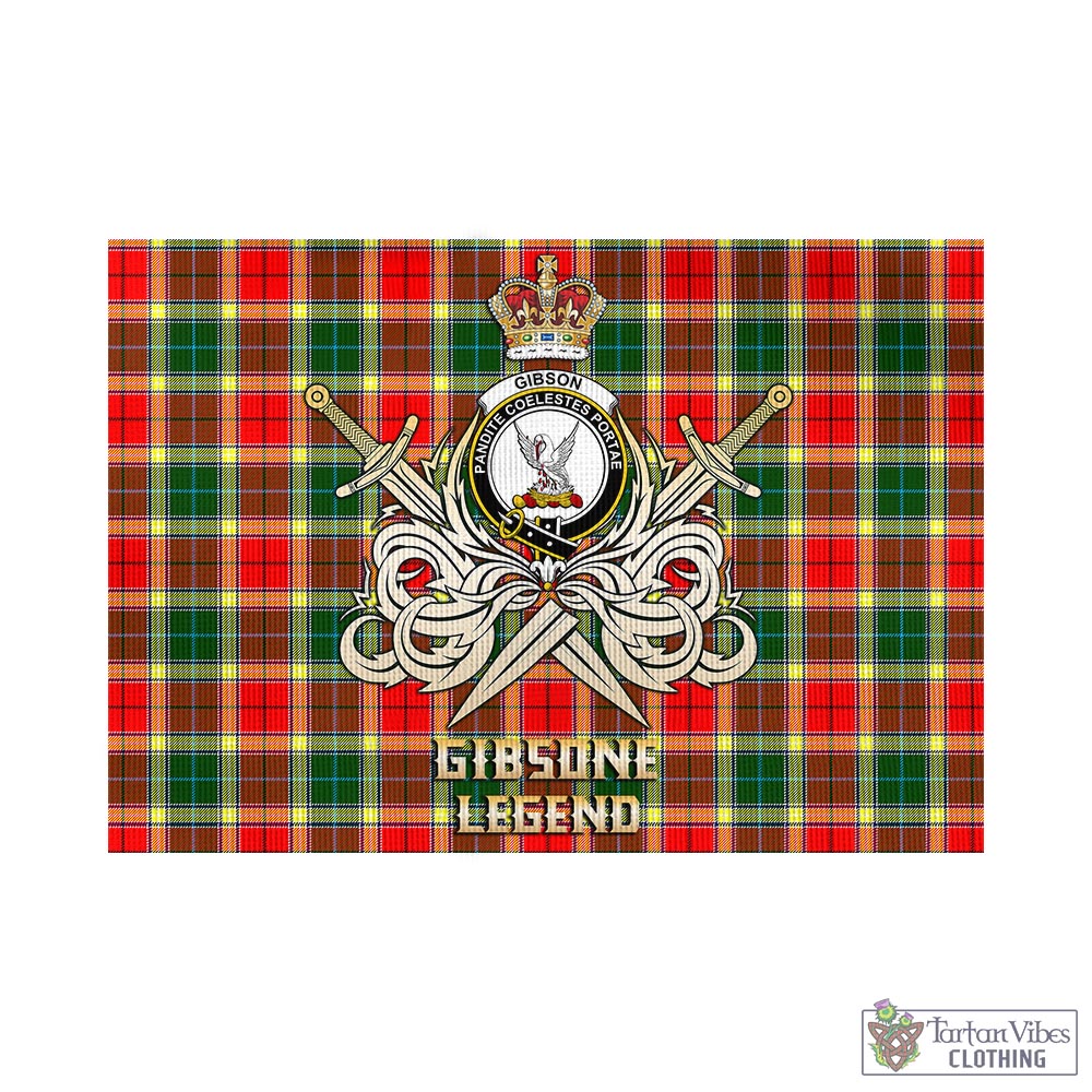 gibsone-gibson-gibbs-tartan-flag-with-clan-crest-and-the-golden-sword-of-courageous-legacy