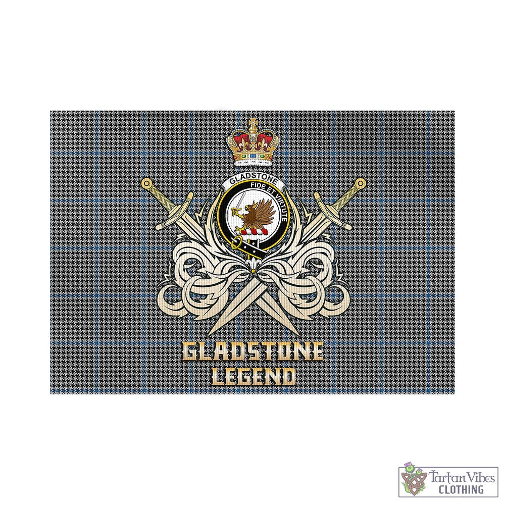 gladstone-tartan-flag-with-clan-crest-and-the-golden-sword-of-courageous-legacy