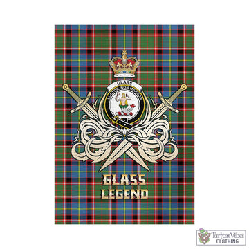 Glass Tartan Garden Flag with Clan Crest and the Golden Sword of Courageous Legacy - Tartan Vibes Clothing