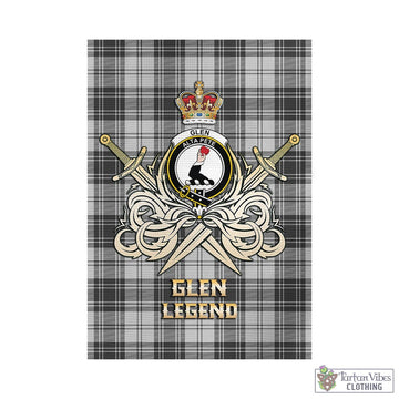 Glen Tartan Garden Flag with Clan Crest and the Golden Sword of Courageous Legacy - Tartan Vibes Clothing