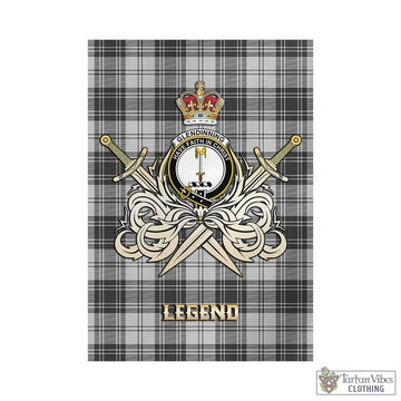 Glendinning Tartan Garden Flag with Clan Crest and the Golden Sword of Courageous Legacy - Tartan Vibes Clothing