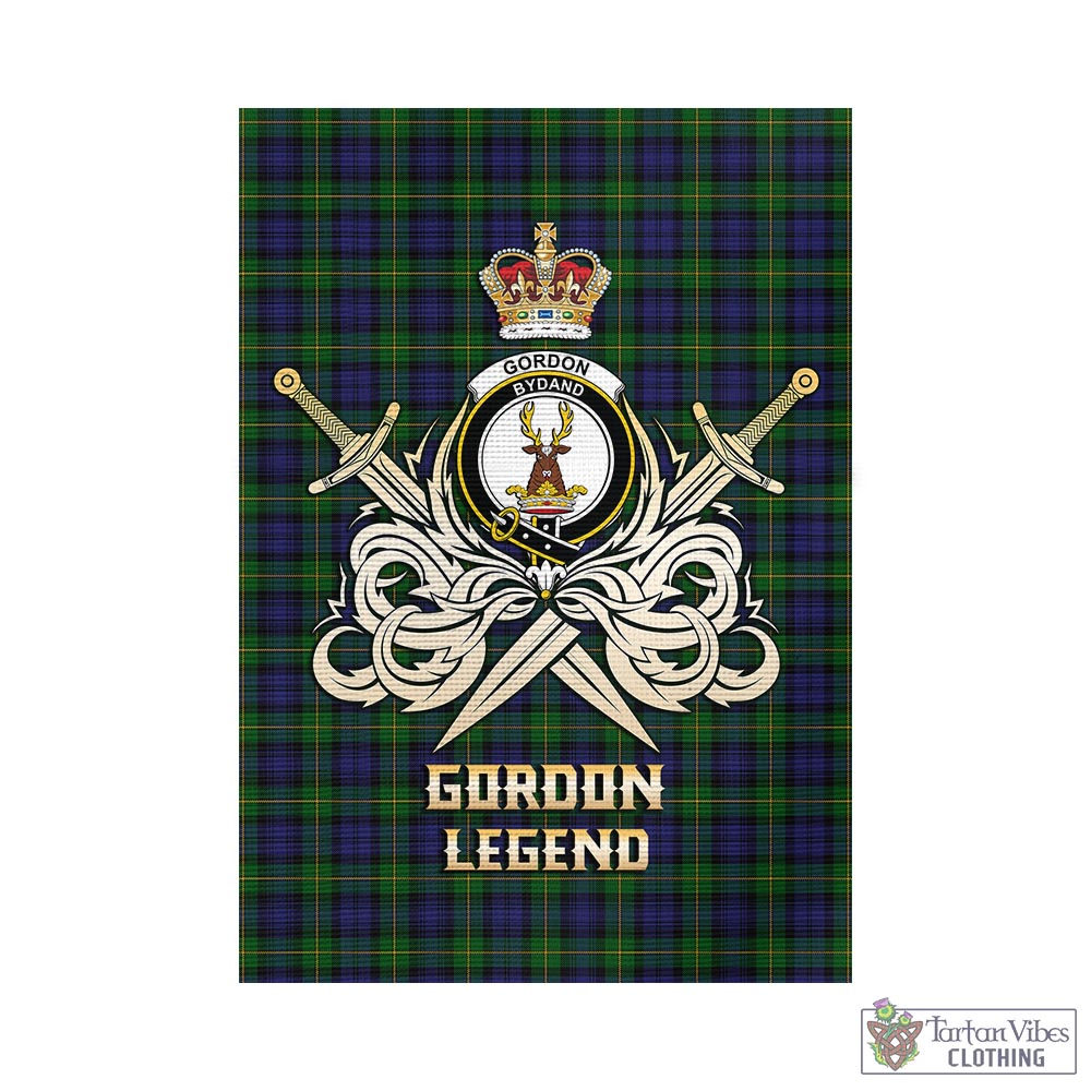 gordon-tartan-flag-with-clan-crest-and-the-golden-sword-of-courageous-legacy