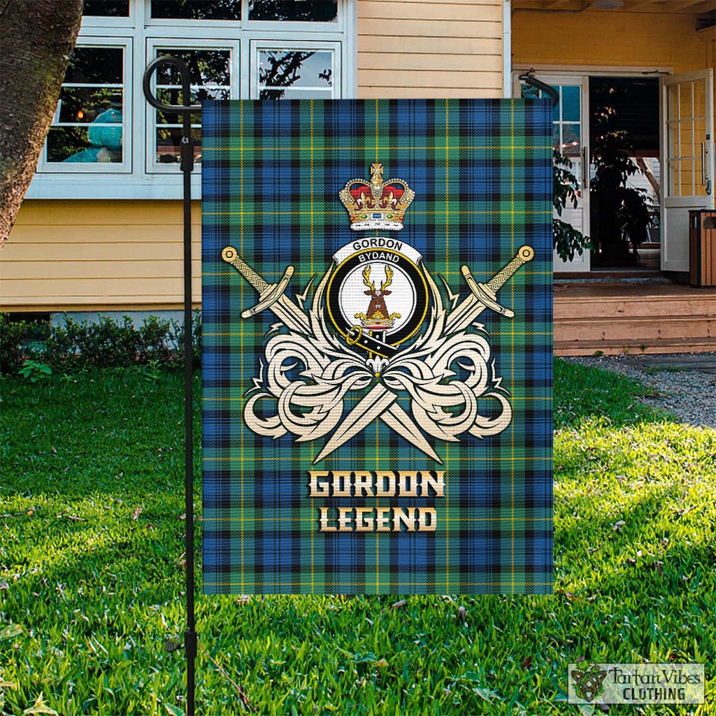 gordon-ancient-tartan-flag-with-clan-crest-and-the-golden-sword-of-courageous-legacy