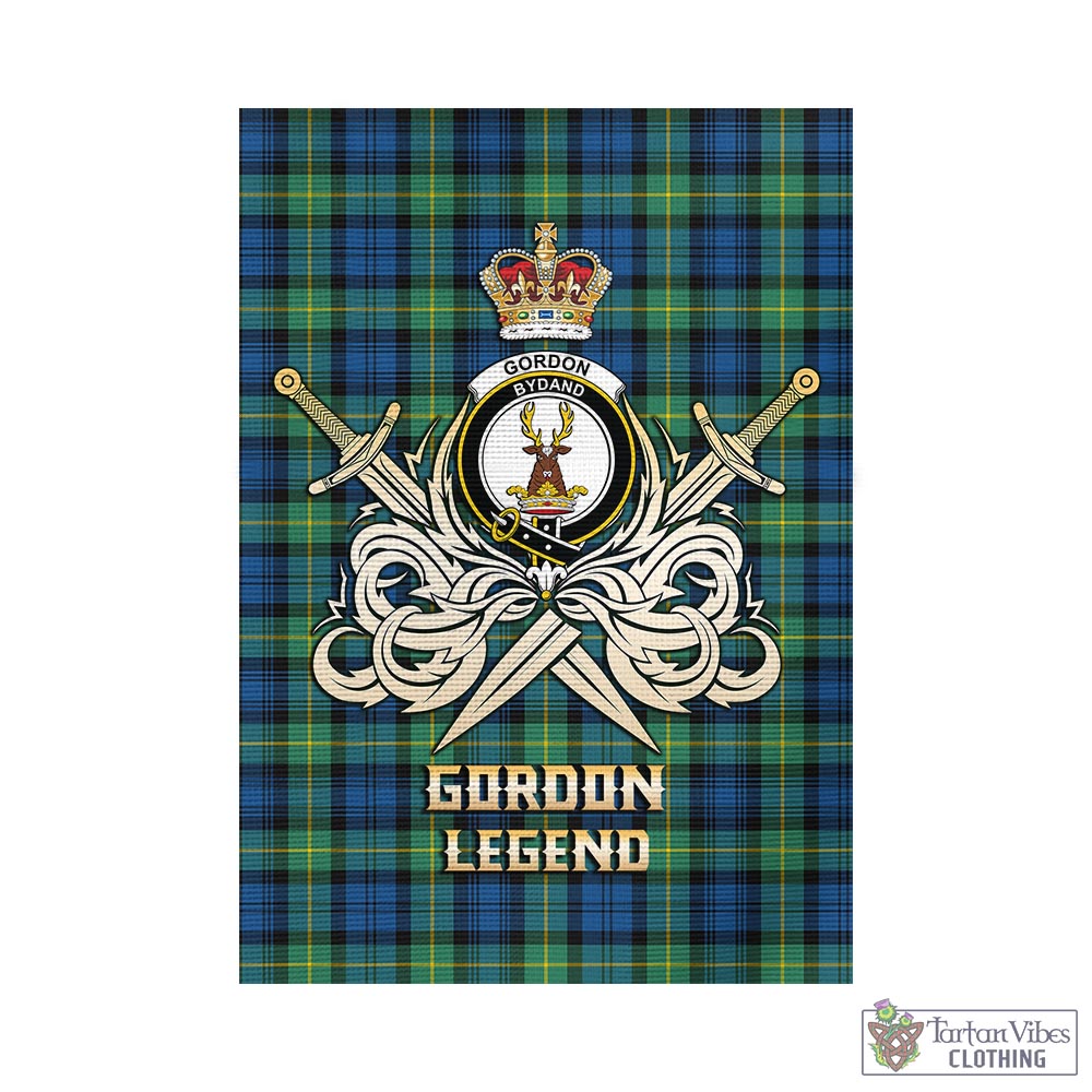 gordon-ancient-tartan-flag-with-clan-crest-and-the-golden-sword-of-courageous-legacy