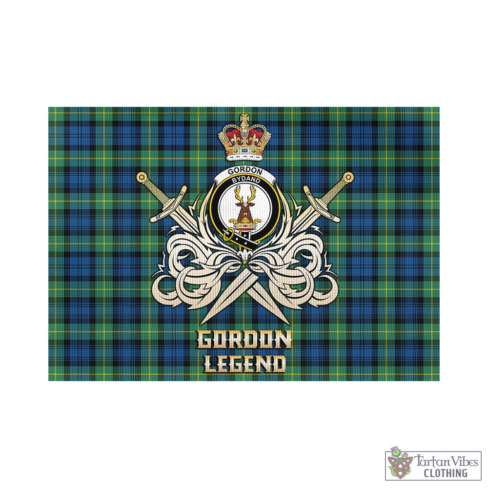 gordon-ancient-tartan-flag-with-clan-crest-and-the-golden-sword-of-courageous-legacy