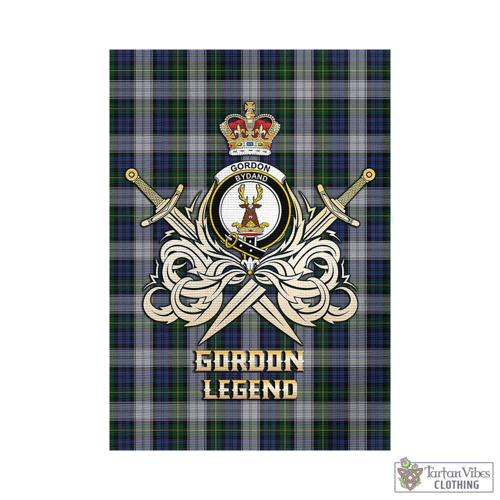 gordon-dress-tartan-flag-with-clan-crest-and-the-golden-sword-of-courageous-legacy