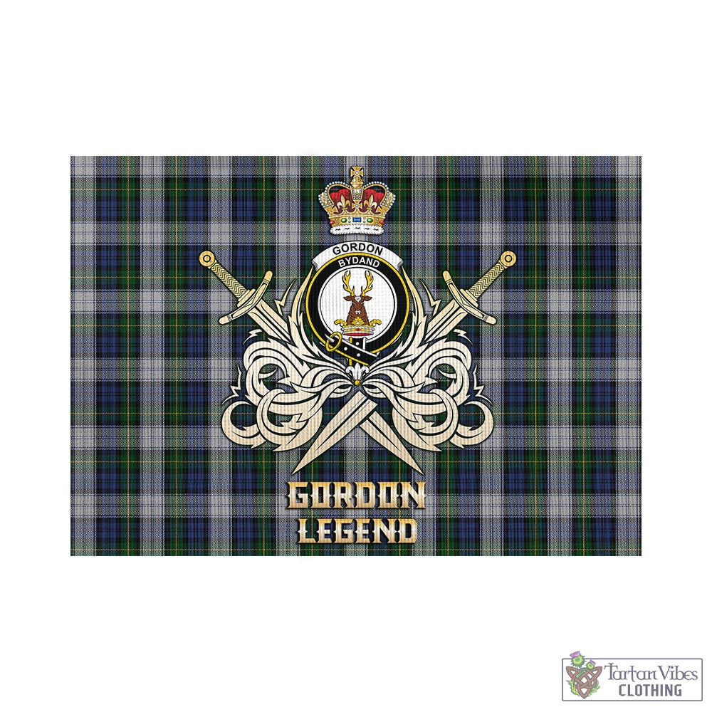 gordon-dress-tartan-flag-with-clan-crest-and-the-golden-sword-of-courageous-legacy