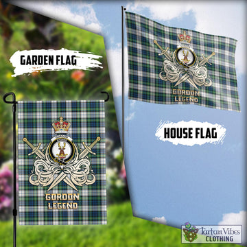 Gordon Dress Ancient Tartan Flag with Clan Crest and the Golden Sword of Courageous Legacy