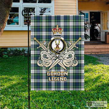 Gordon Dress Ancient Tartan Flag with Clan Crest and the Golden Sword of Courageous Legacy