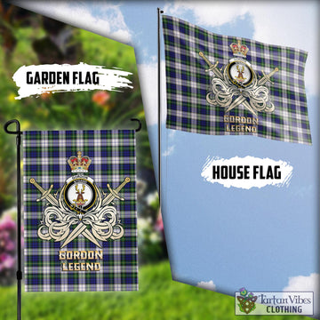 Gordon Dress Modern Tartan Flag with Clan Crest and the Golden Sword of Courageous Legacy