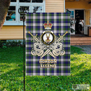 Gordon Dress Modern Tartan Flag with Clan Crest and the Golden Sword of Courageous Legacy