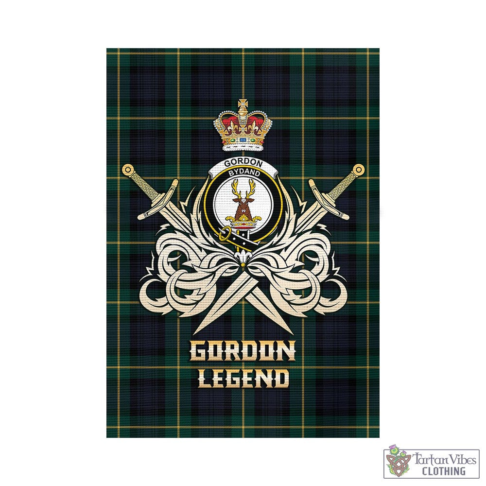 gordon-old-tartan-flag-with-clan-crest-and-the-golden-sword-of-courageous-legacy