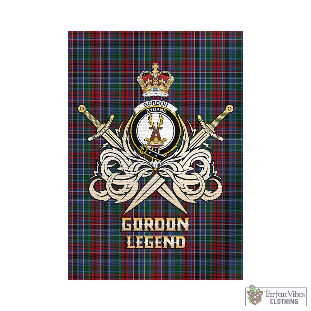 gordon-red-tartan-flag-with-clan-crest-and-the-golden-sword-of-courageous-legacy