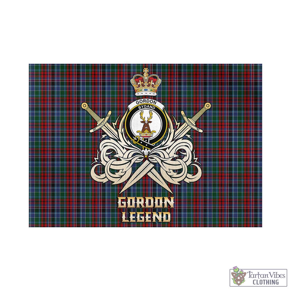 gordon-red-tartan-flag-with-clan-crest-and-the-golden-sword-of-courageous-legacy