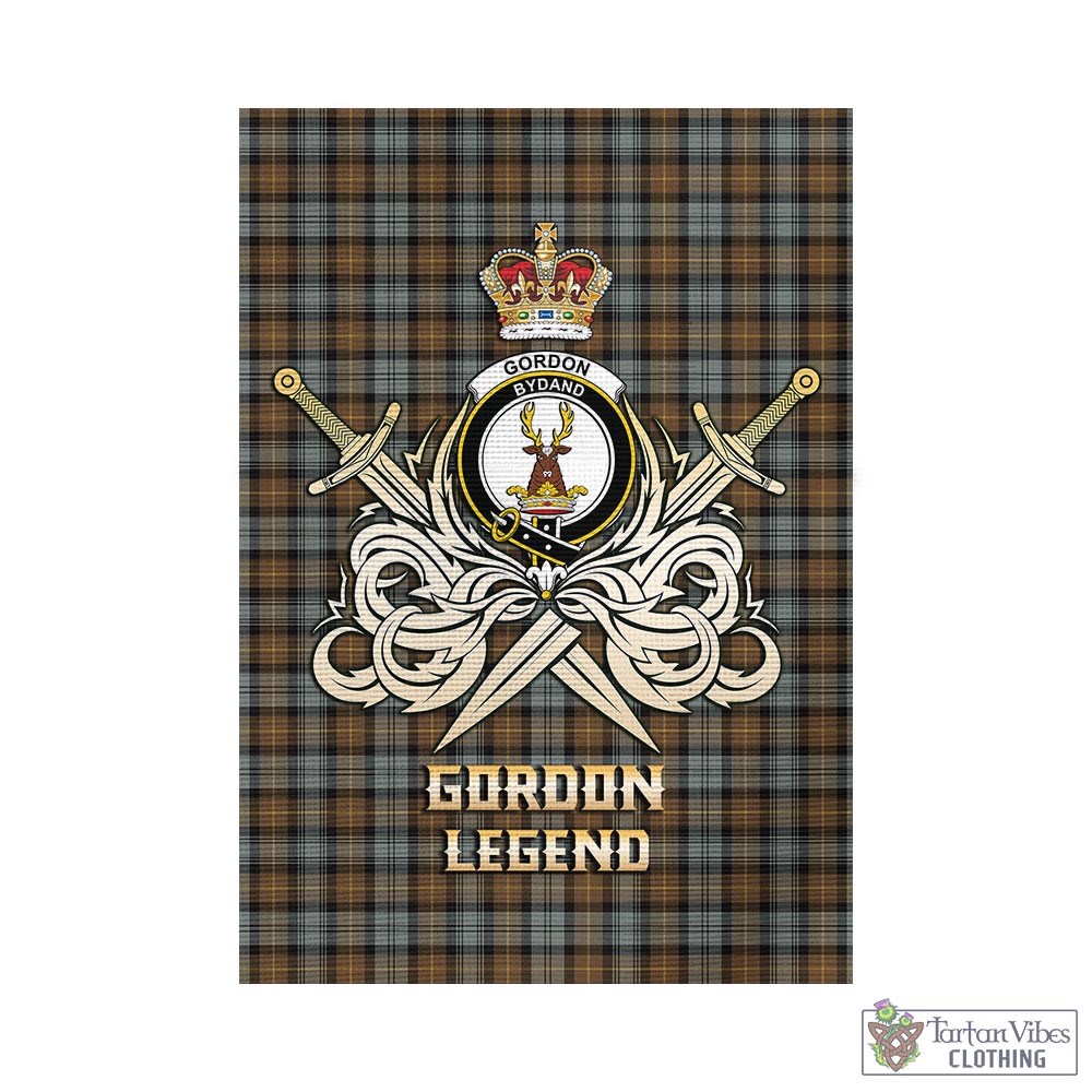 gordon-weathered-tartan-flag-with-clan-crest-and-the-golden-sword-of-courageous-legacy