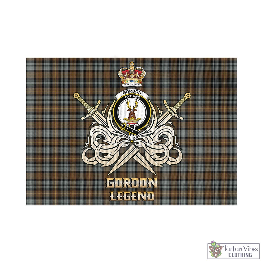 gordon-weathered-tartan-flag-with-clan-crest-and-the-golden-sword-of-courageous-legacy