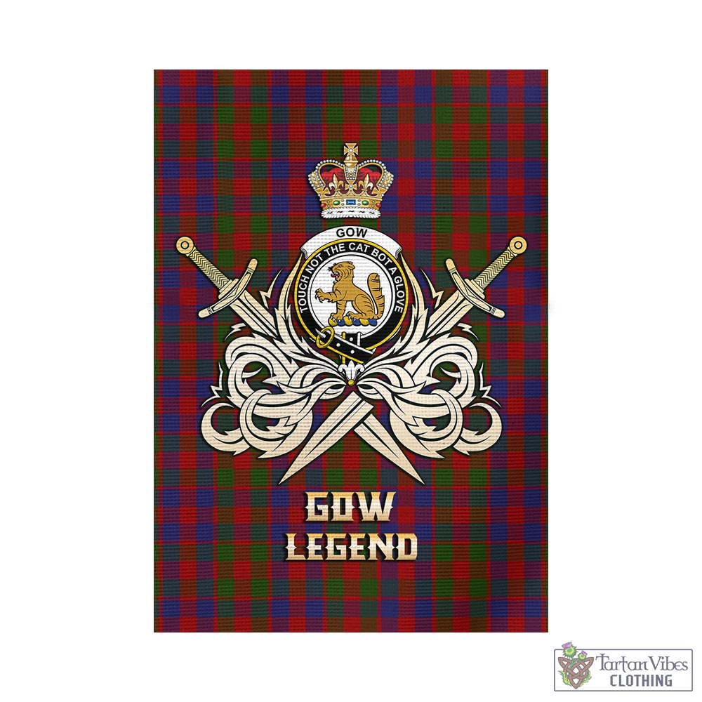 gow-tartan-flag-with-clan-crest-and-the-golden-sword-of-courageous-legacy