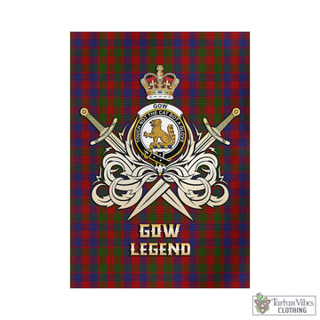 Gow Tartan Garden Flag with Clan Crest and the Golden Sword of Courageous Legacy - Tartan Vibes Clothing