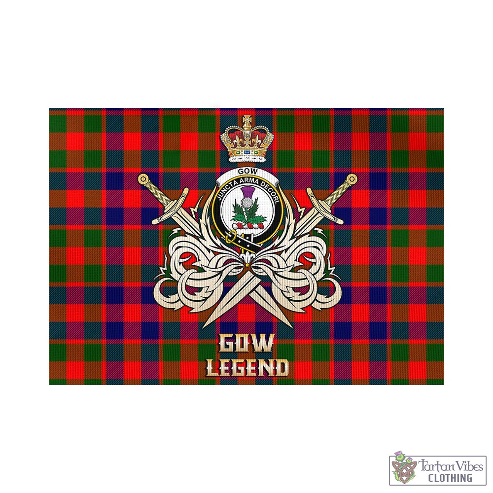 gow-of-skeoch-tartan-flag-with-clan-crest-and-the-golden-sword-of-courageous-legacy