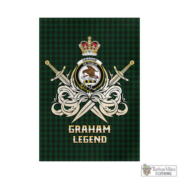 Graham Tartan Garden Flag with Clan Crest and the Golden Sword of Courageous Legacy - Tartan Vibes Clothing