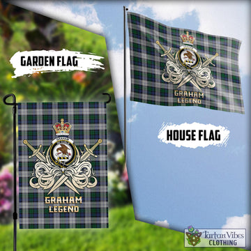 Graham Dress Tartan Flag with Clan Crest and the Golden Sword of Courageous Legacy