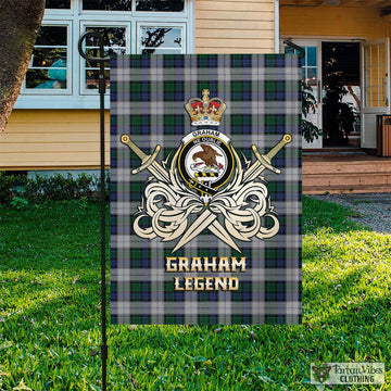 Graham Dress Tartan Flag with Clan Crest and the Golden Sword of Courageous Legacy