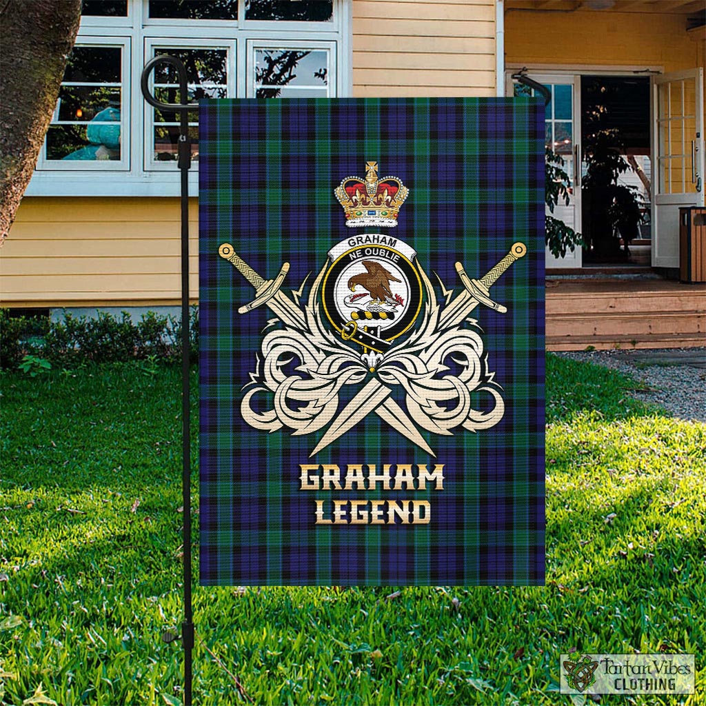 graham-of-menteith-tartan-flag-with-clan-crest-and-the-golden-sword-of-courageous-legacy