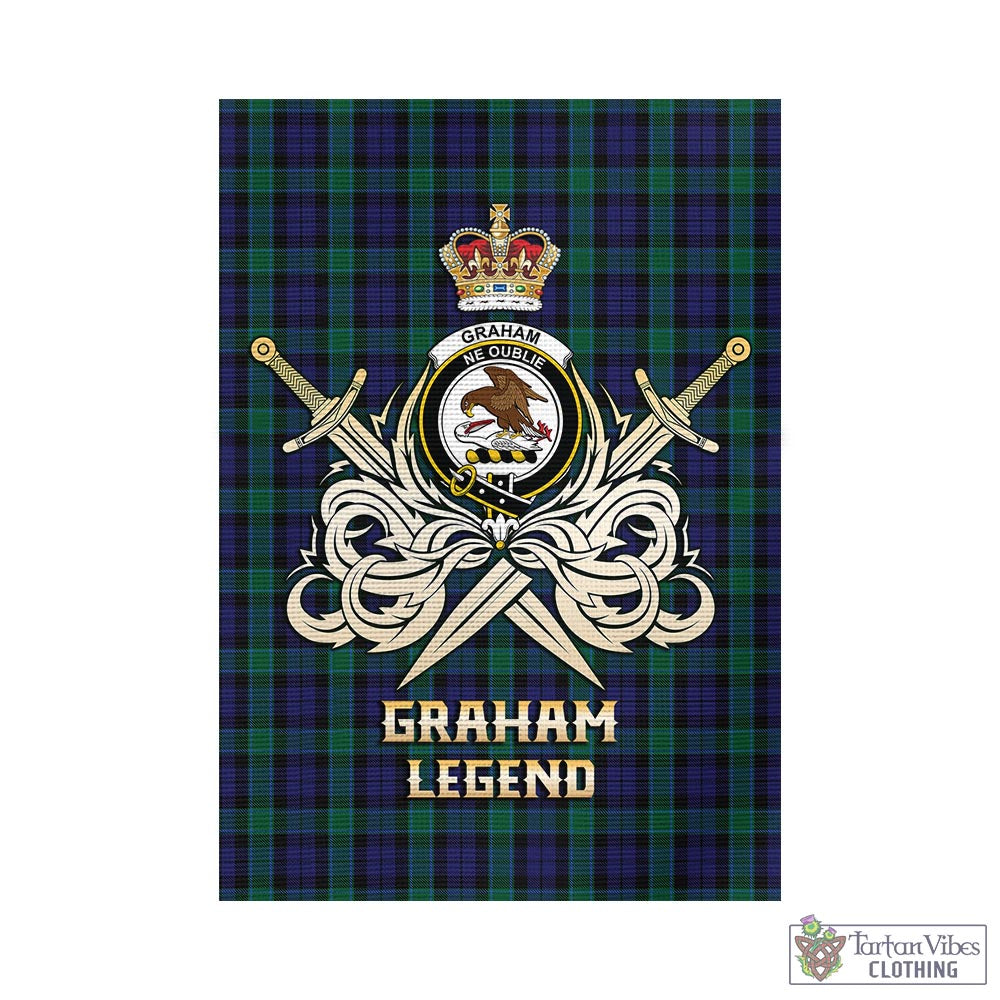 graham-of-menteith-tartan-flag-with-clan-crest-and-the-golden-sword-of-courageous-legacy