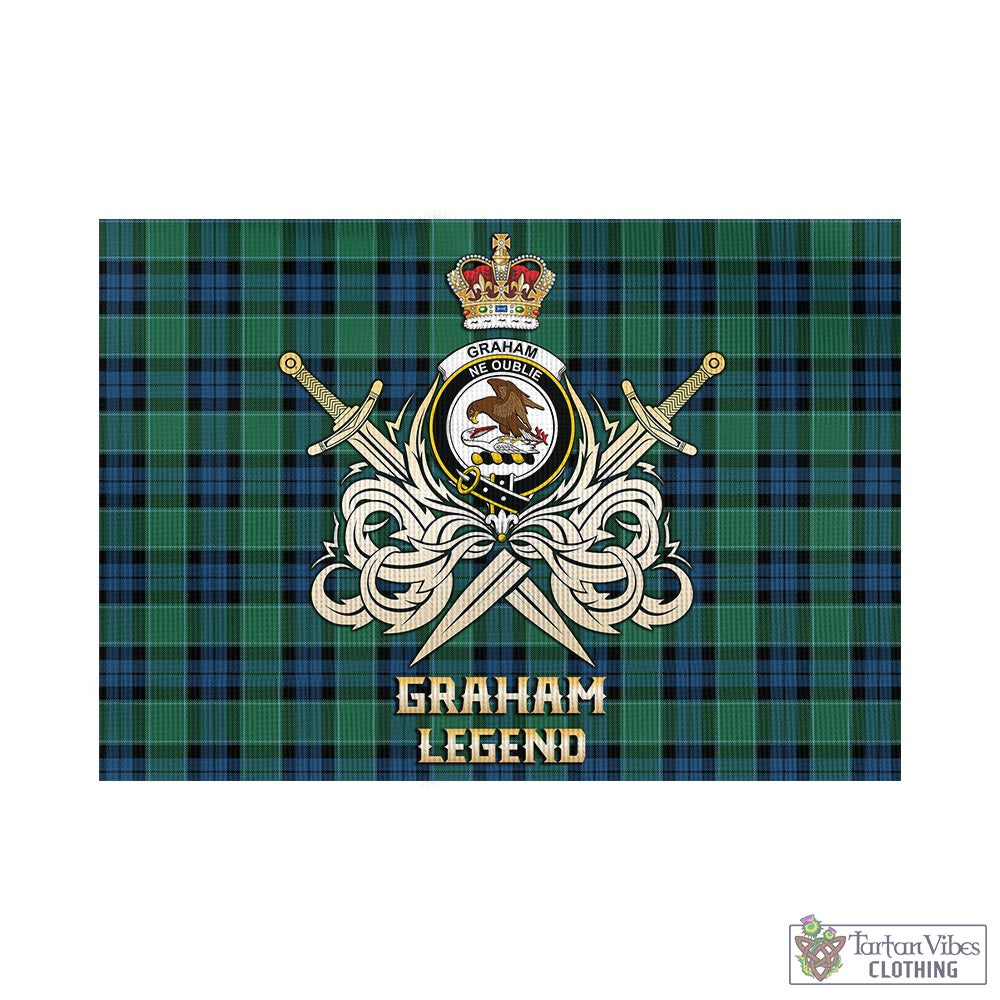 graham-of-menteith-ancient-tartan-flag-with-clan-crest-and-the-golden-sword-of-courageous-legacy