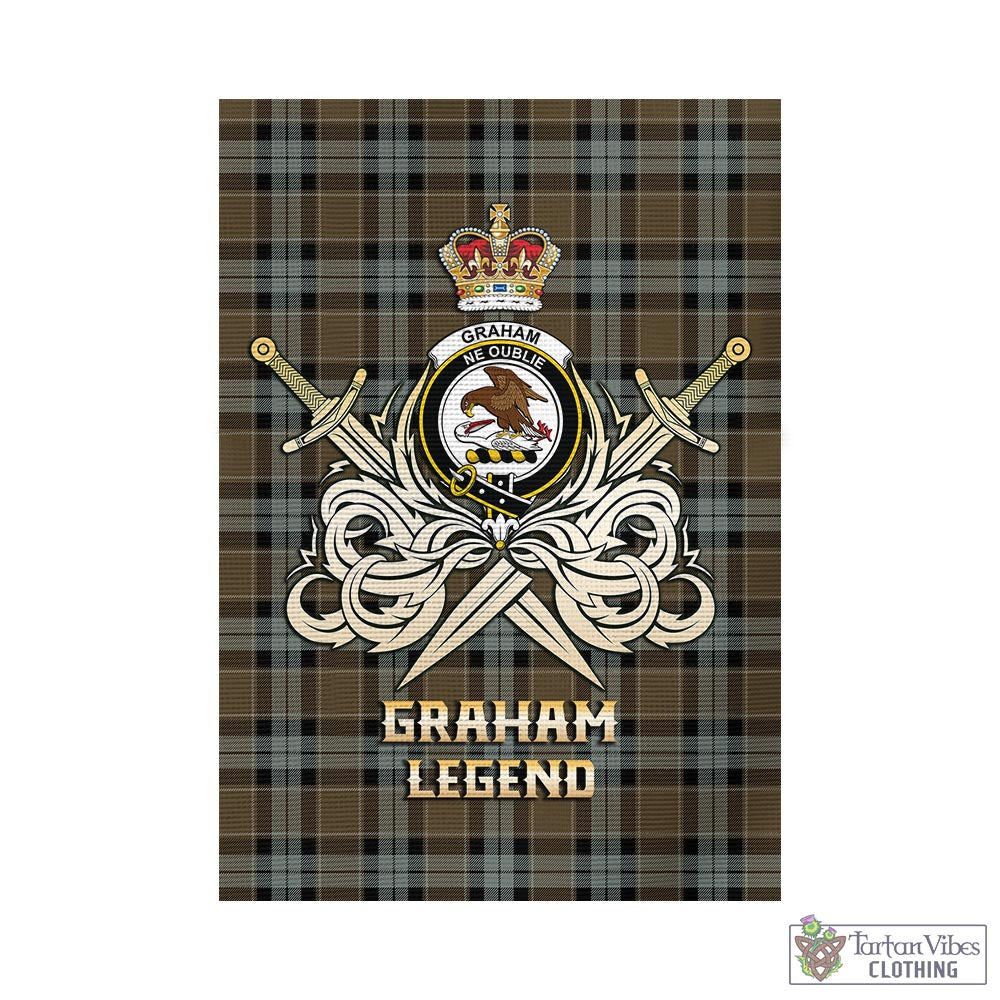 graham-of-menteith-weathered-tartan-flag-with-clan-crest-and-the-golden-sword-of-courageous-legacy