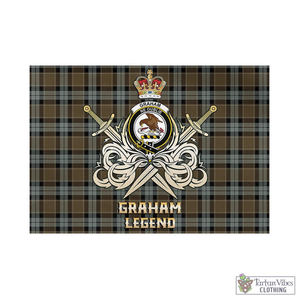 graham-of-menteith-weathered-tartan-flag-with-clan-crest-and-the-golden-sword-of-courageous-legacy