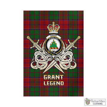 Grant Tartan Garden Flag with Clan Crest and the Golden Sword of Courageous Legacy - Tartan Vibes Clothing