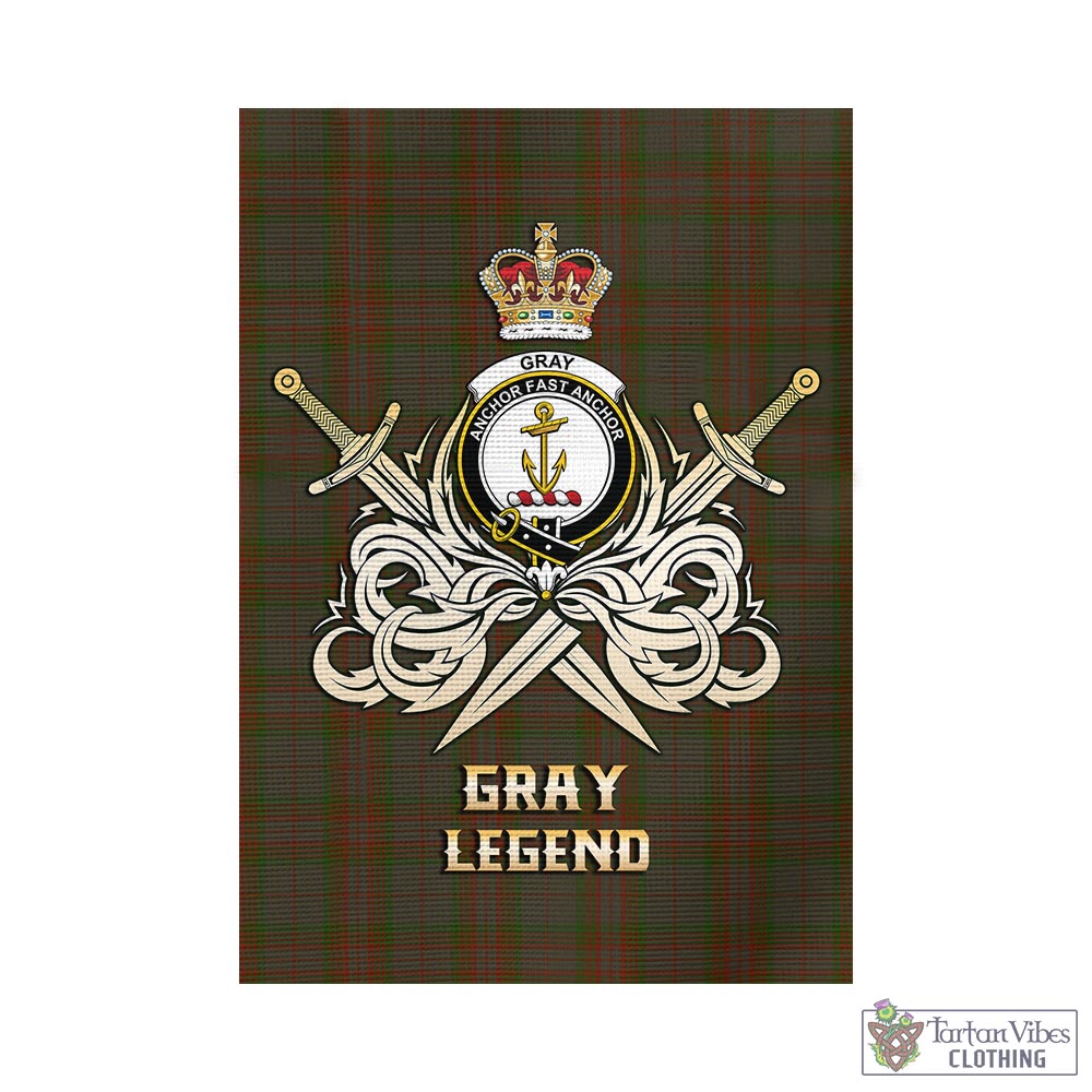 gray-tartan-flag-with-clan-crest-and-the-golden-sword-of-courageous-legacy