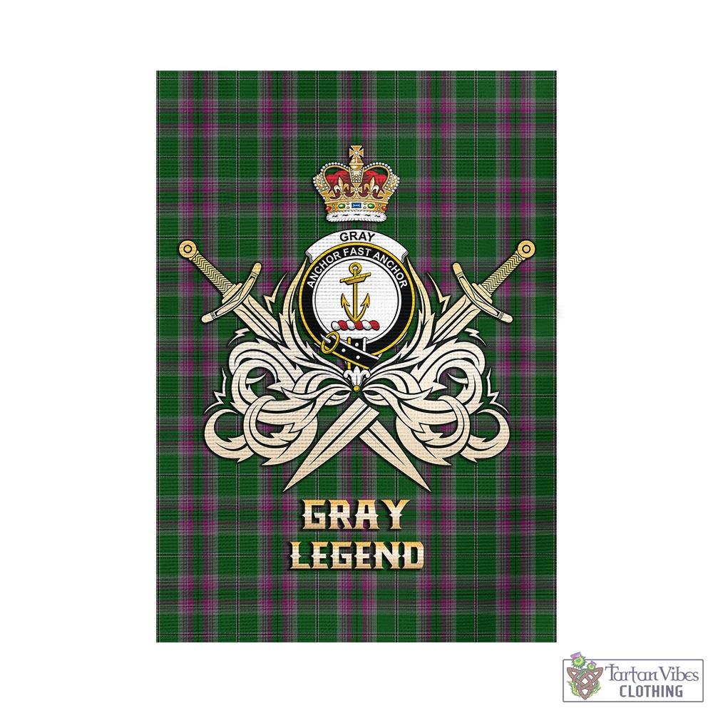 gray-hunting-tartan-flag-with-clan-crest-and-the-golden-sword-of-courageous-legacy