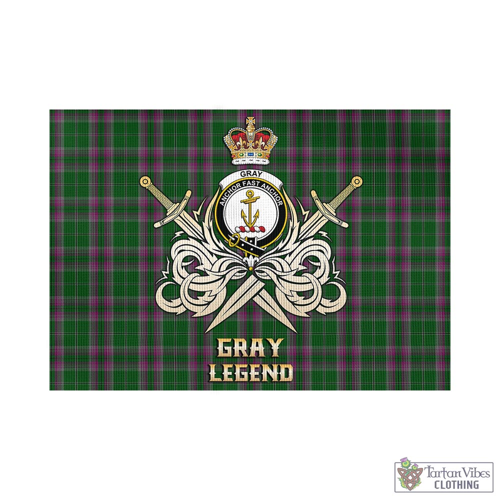 gray-hunting-tartan-flag-with-clan-crest-and-the-golden-sword-of-courageous-legacy