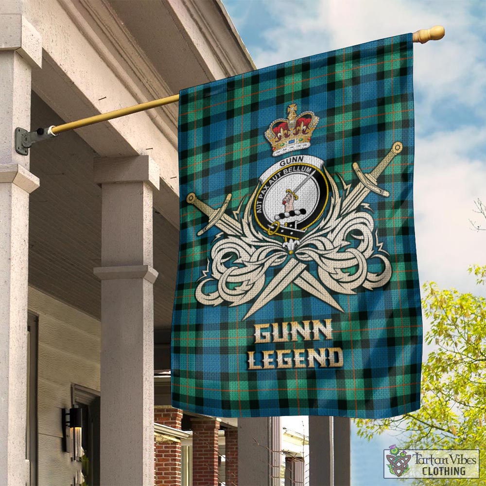 gunn-ancient-tartan-flag-with-clan-crest-and-the-golden-sword-of-courageous-legacy