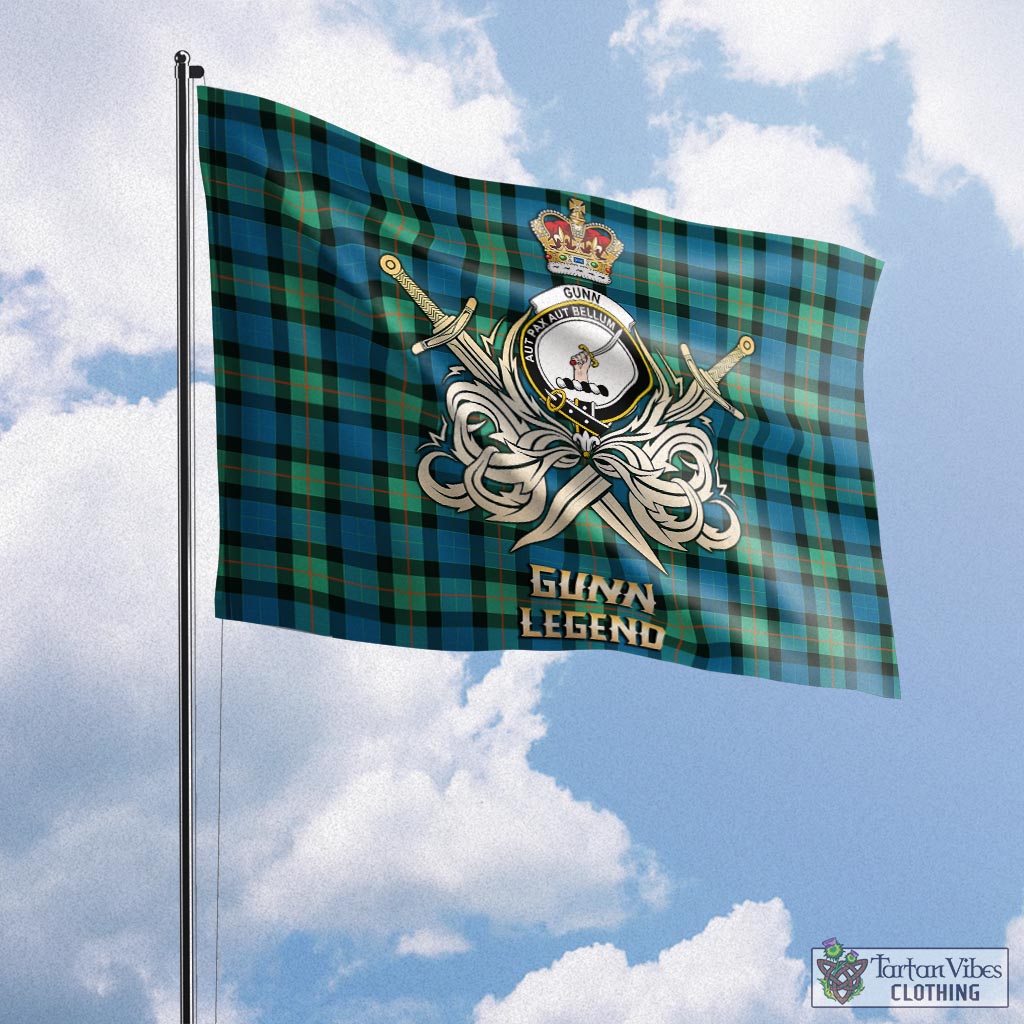 gunn-ancient-tartan-flag-with-clan-crest-and-the-golden-sword-of-courageous-legacy