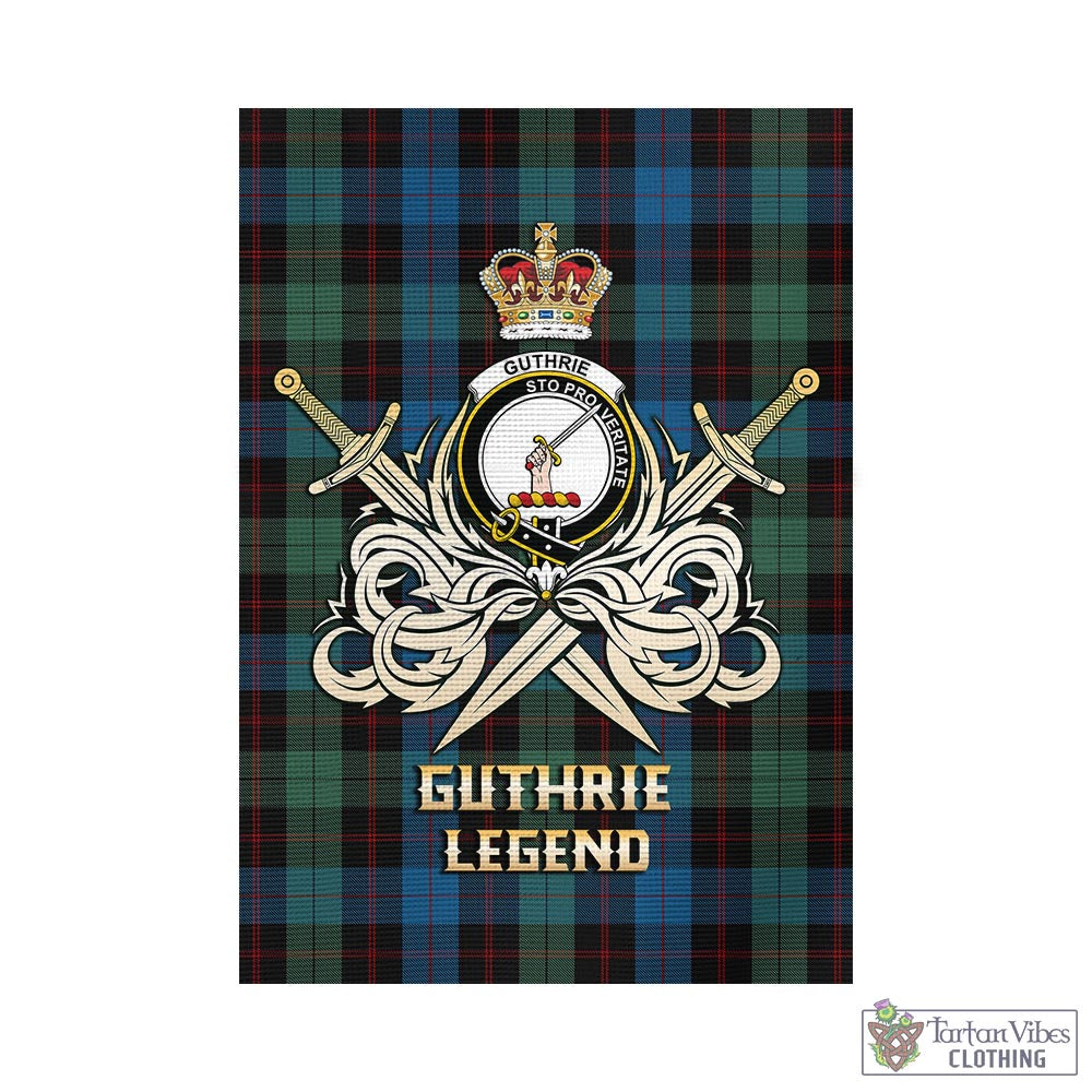 guthrie-tartan-flag-with-clan-crest-and-the-golden-sword-of-courageous-legacy