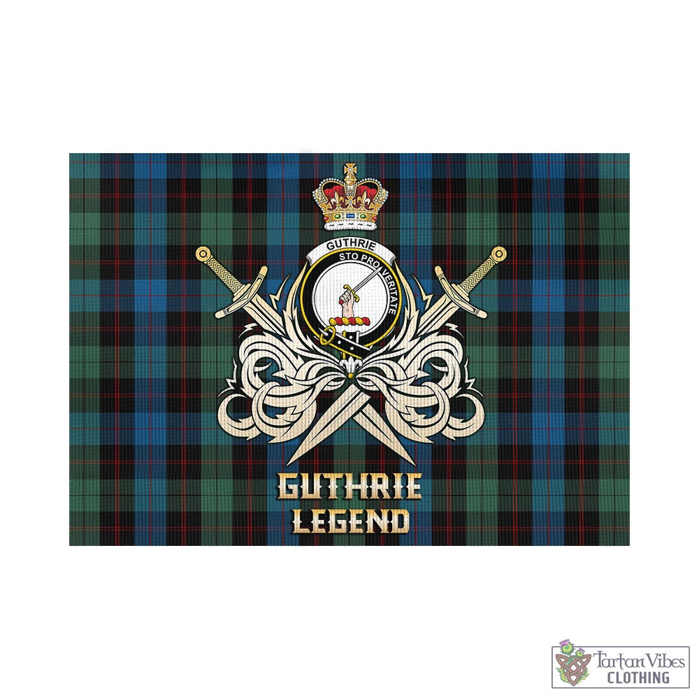 guthrie-tartan-flag-with-clan-crest-and-the-golden-sword-of-courageous-legacy