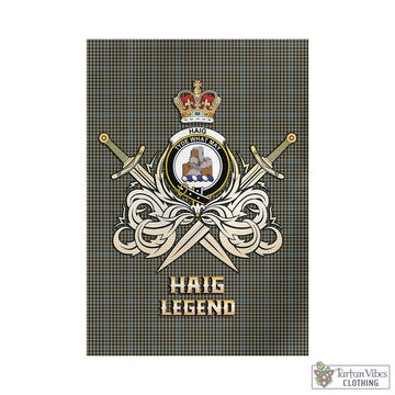 Haig Tartan Garden Flag with Clan Crest and the Golden Sword of Courageous Legacy - Tartan Vibes Clothing
