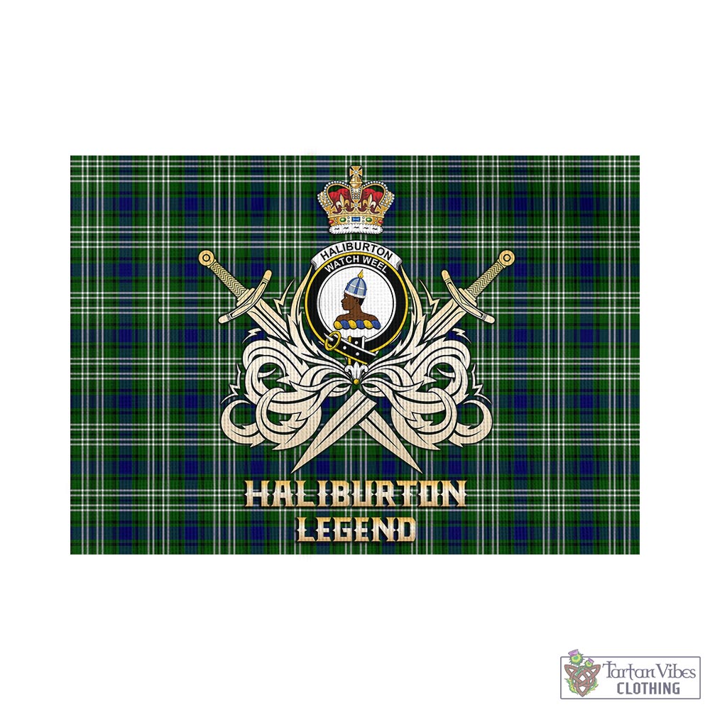 haliburton-tartan-flag-with-clan-crest-and-the-golden-sword-of-courageous-legacy