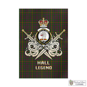 Hall Tartan Garden Flag with Clan Crest and the Golden Sword of Courageous Legacy - Tartan Vibes Clothing