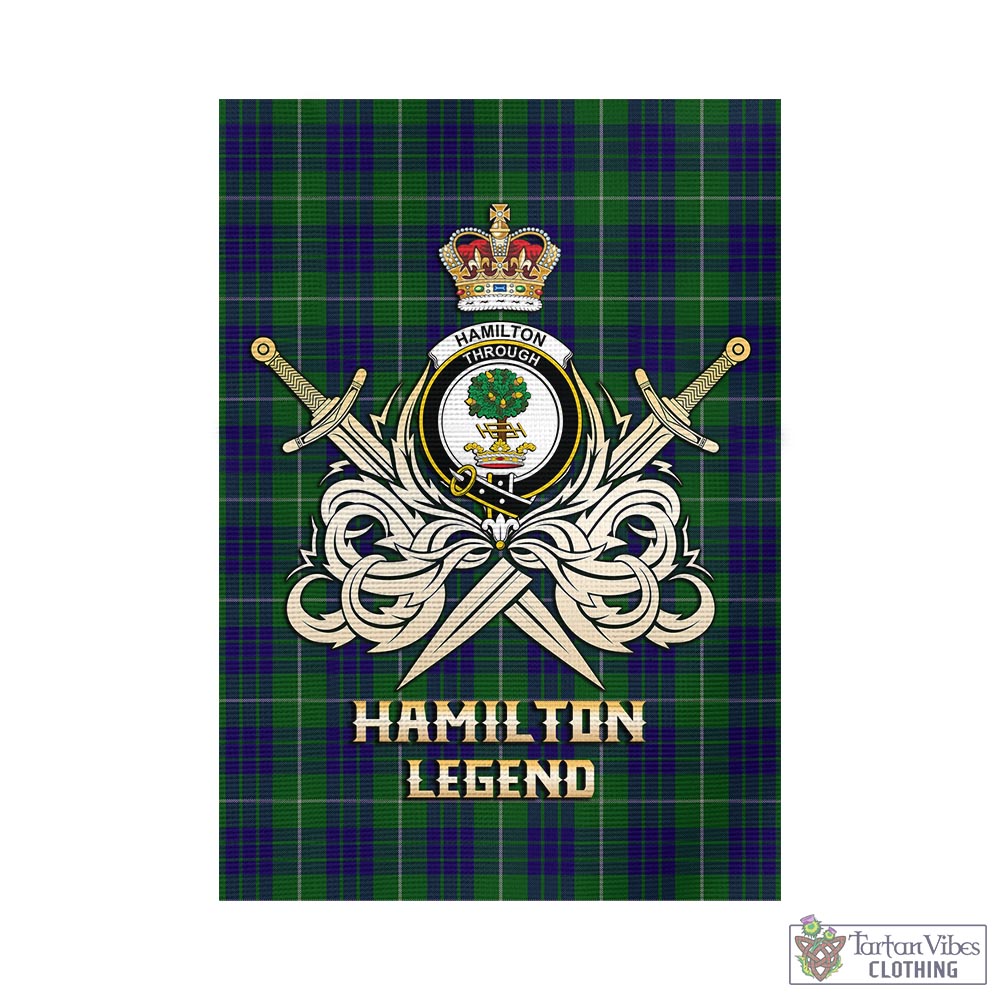 hamilton-green-hunting-tartan-flag-with-clan-crest-and-the-golden-sword-of-courageous-legacy