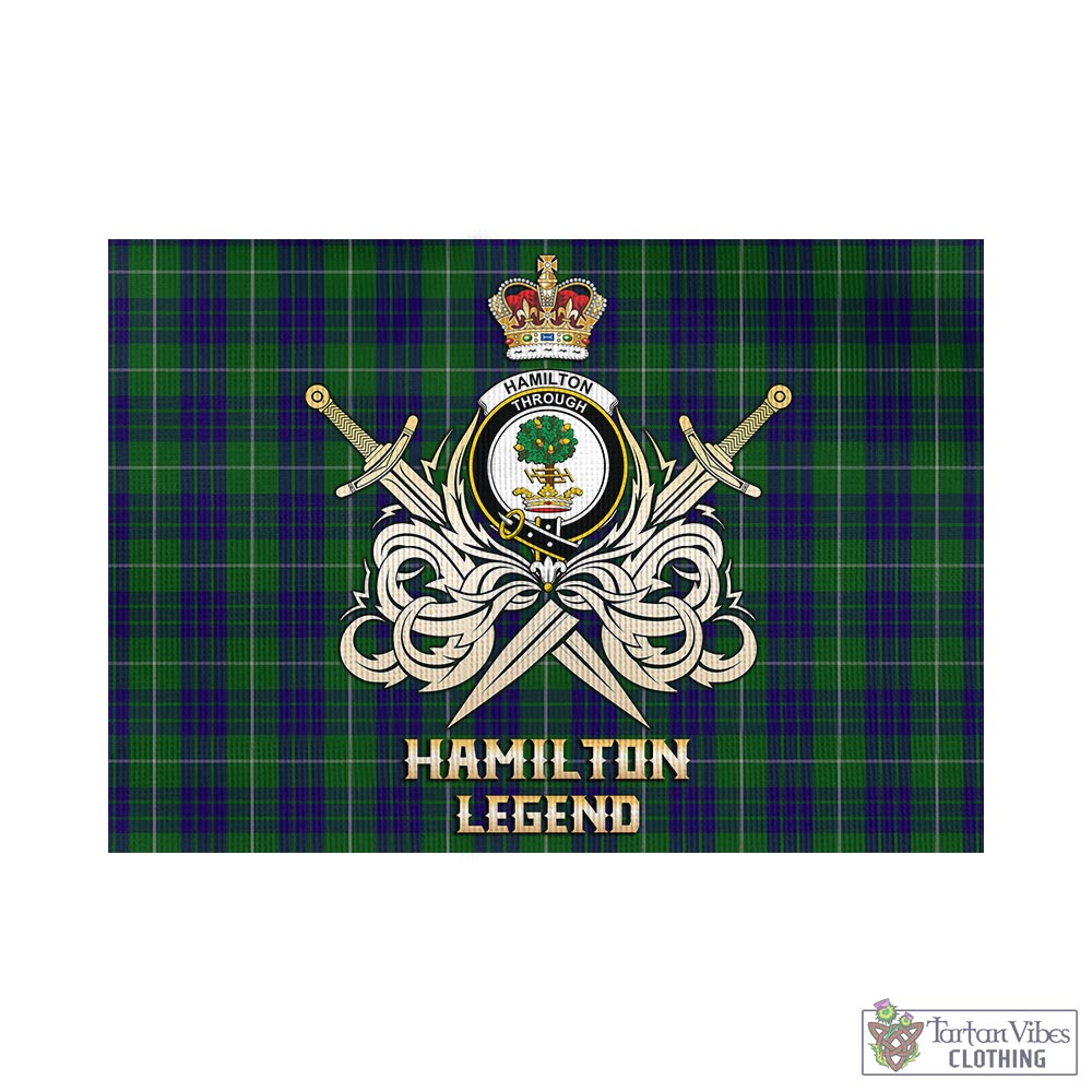 hamilton-green-hunting-tartan-flag-with-clan-crest-and-the-golden-sword-of-courageous-legacy