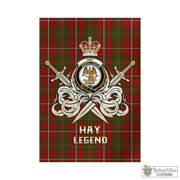 Hay Tartan Garden Flag with Clan Crest and the Golden Sword of Courageous Legacy - Tartan Vibes Clothing
