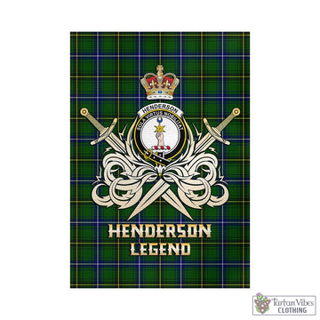 Henderson Tartan Garden Flag with Clan Crest and the Golden Sword of Courageous Legacy - Tartan Vibes Clothing